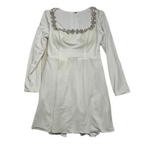 Miss Veil Dress White Wedding Long Sleeve Bling Velour Formal Rhinestones Shiny